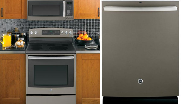 GE microwave, oven and dishwasher in slate