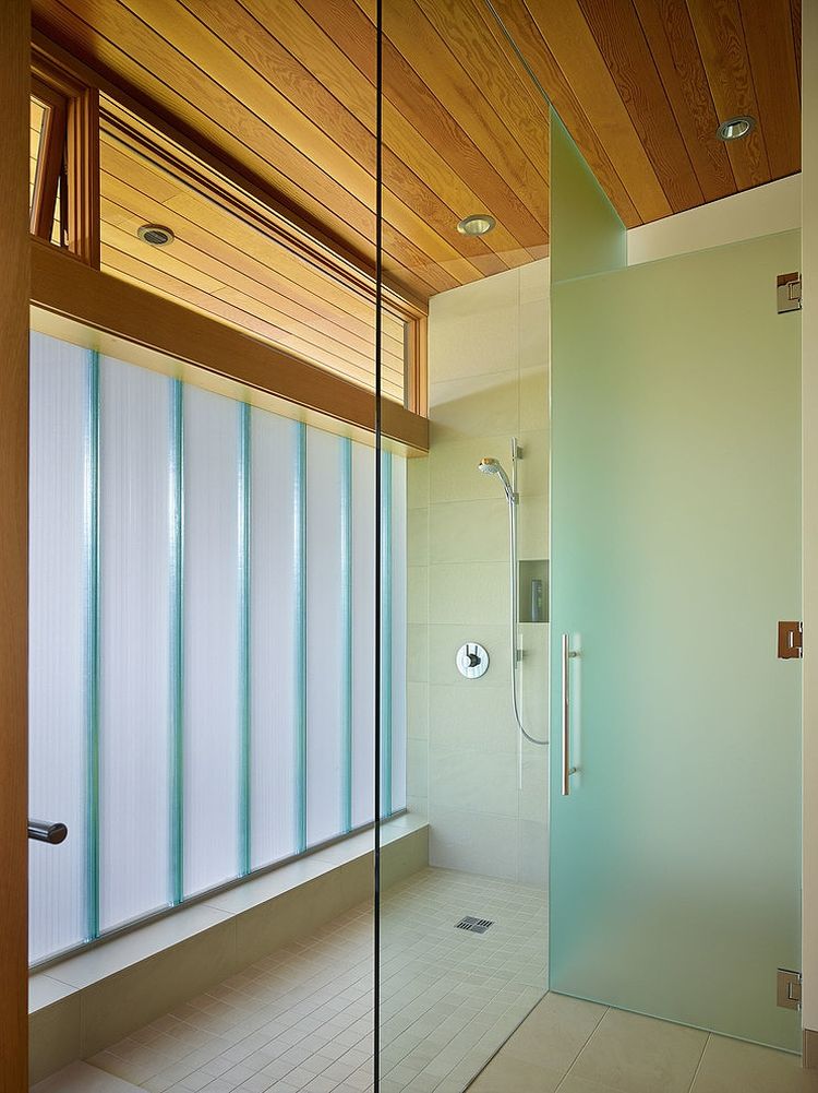 Glass shower enclosure in the bathroom