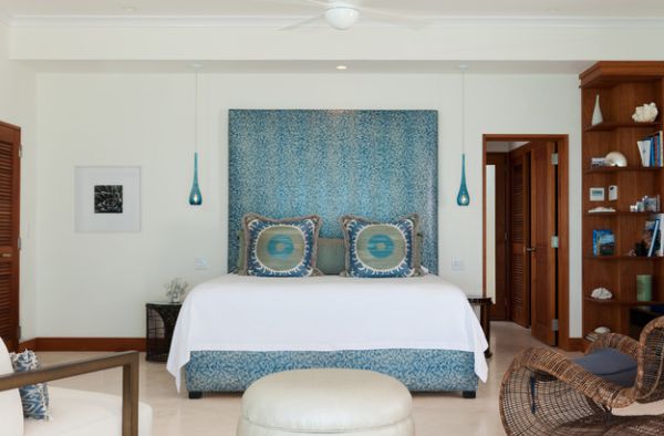 Gorgeous bedroom in chic blue and white