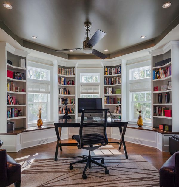 Home study with beautiful bookcases