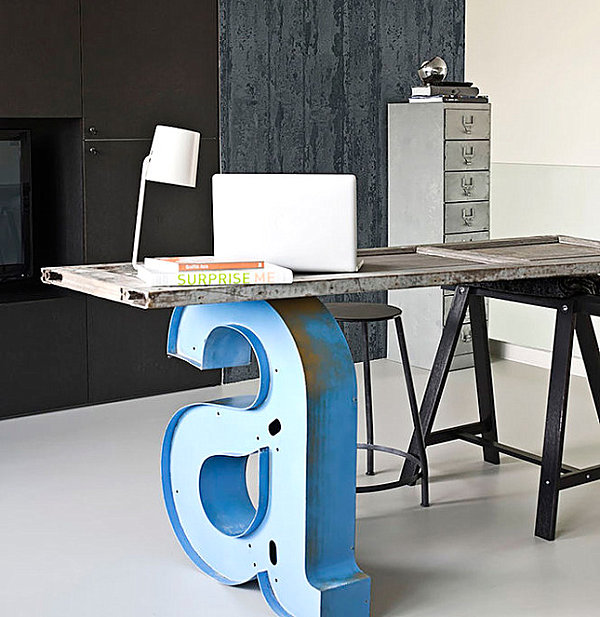 Industrial desk with letter leg