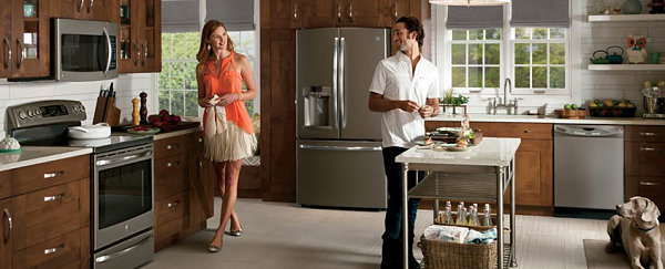 Kitchen featuring new slate appliances from GE