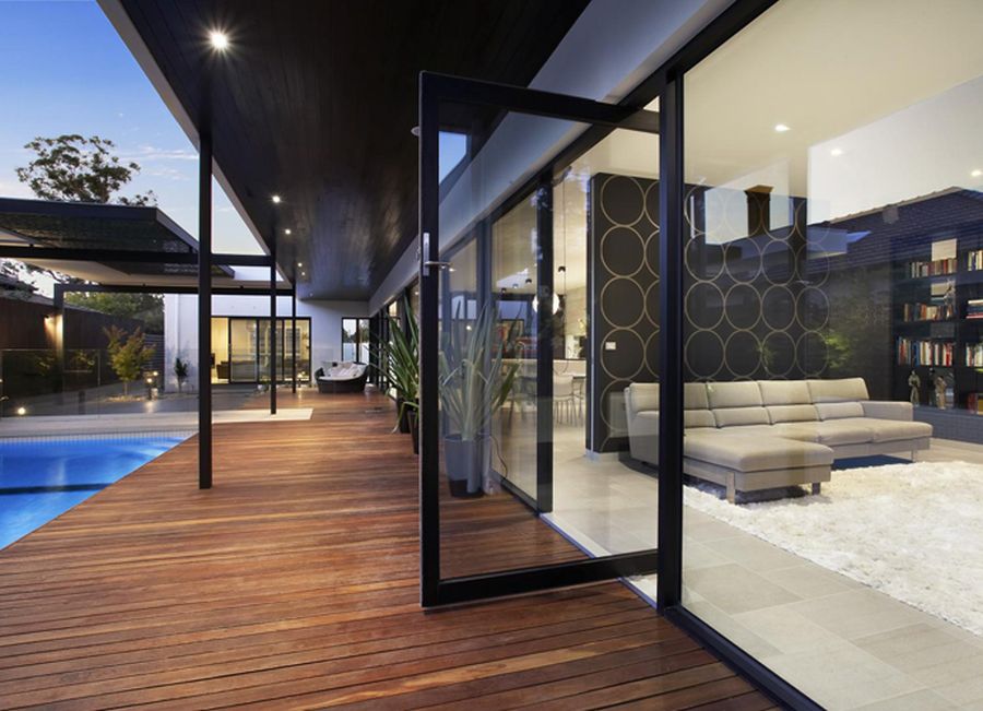 Large glass doors that connect the patio