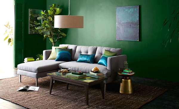 Living room with saturated color