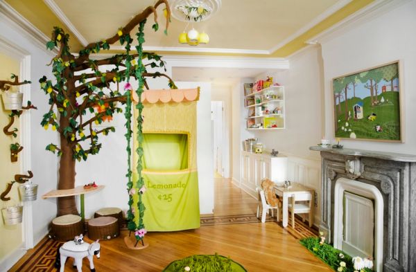 Lovely playroom embraces the enchanted woods theme in style!