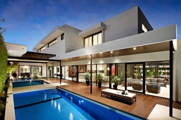 Luxurious pool area of the Balaclava Road residence in Melbourne