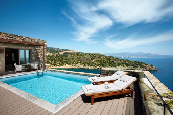 Luxury villa pool area in Greece Resort