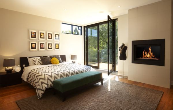 Modern bedroom fireplace idea