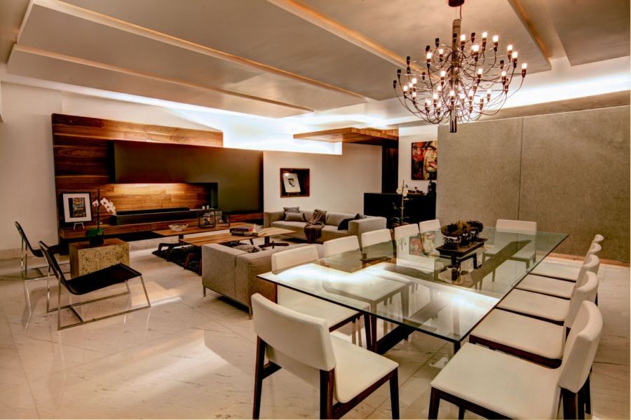 Modern dining area in the Mexico City Residence