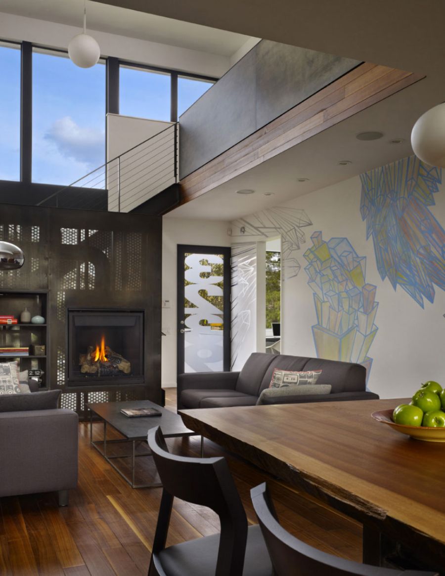 Modern fireplace in the living room