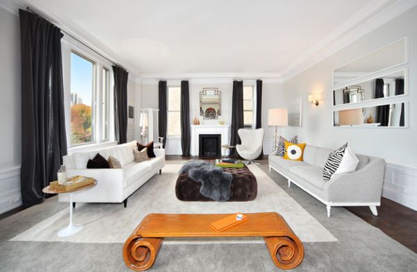 Modern living room in white and gray