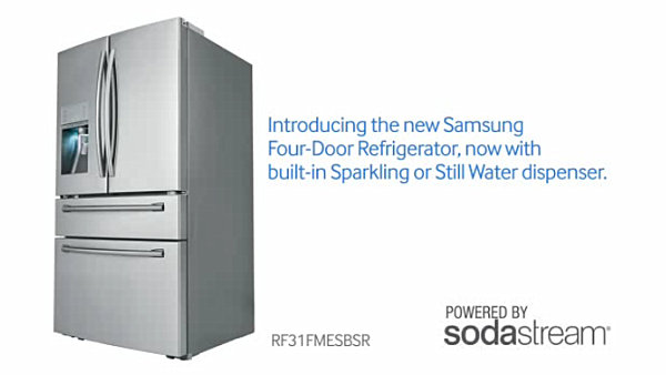 New Samsung Four-Door Refrigerator with Sparkling or Still Water Dispenser