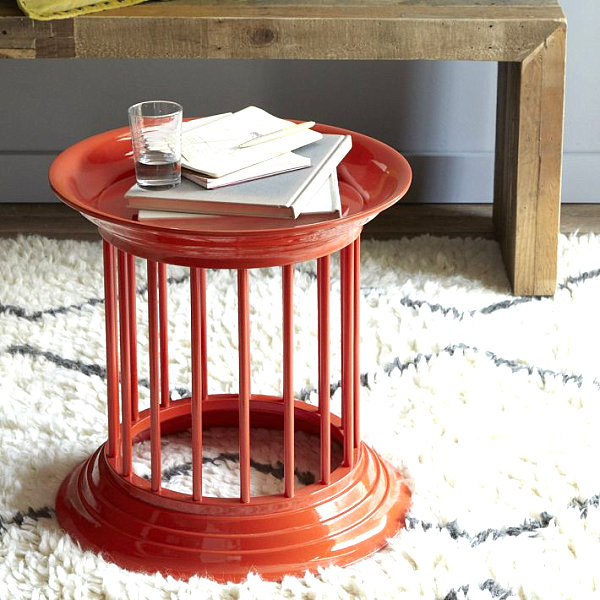 Orange lacquer side table