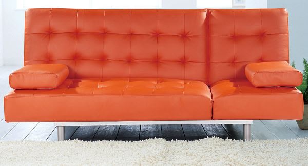 Orange leatherette sofa