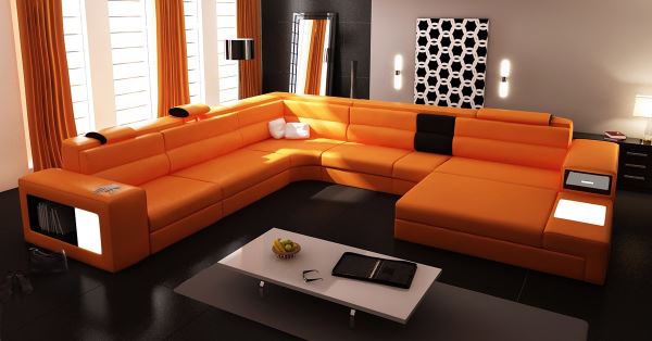 Orange sectional sofa