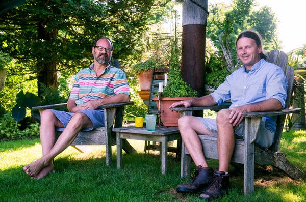 Peter Wooster and Rob Girard in the Connecticut garden