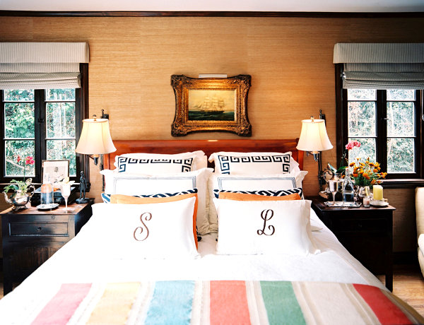 Plush bedding in an eclectic space