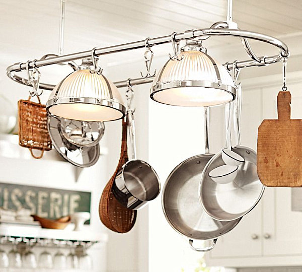 Pot rack pendant lighting