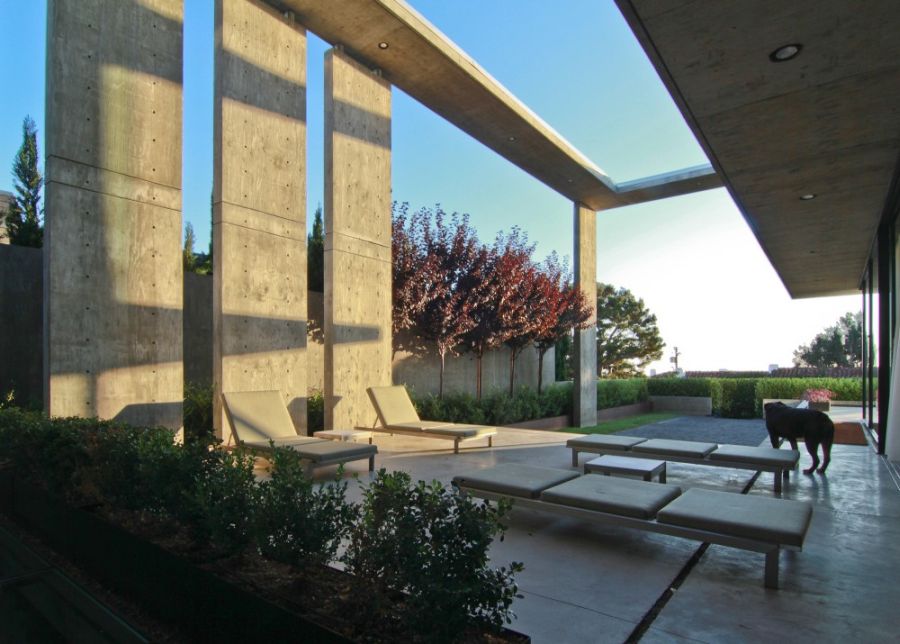 Shaded outdoor seating area