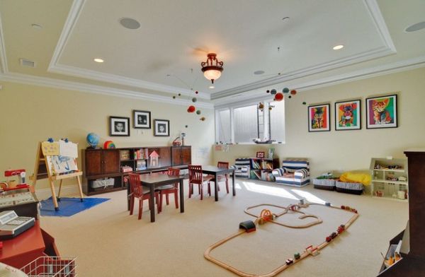 Simple and stylish playroom idea for the basement