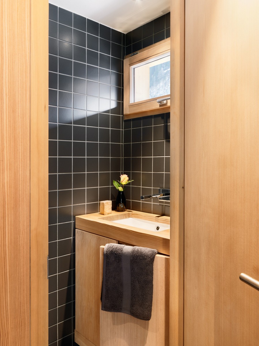 Sleek modern bathroom inside the Swiss getaway