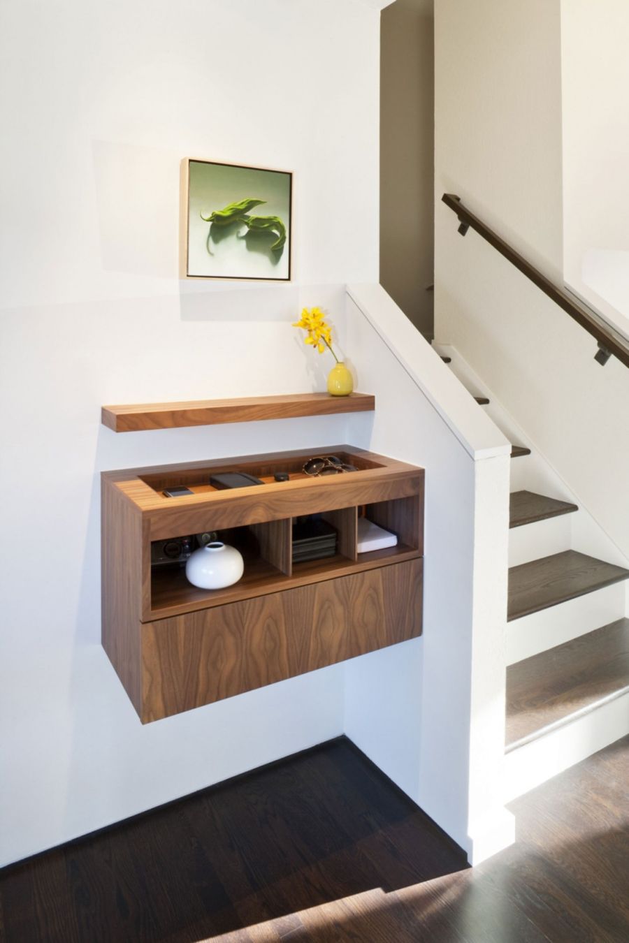 Smart floating shelves in California home