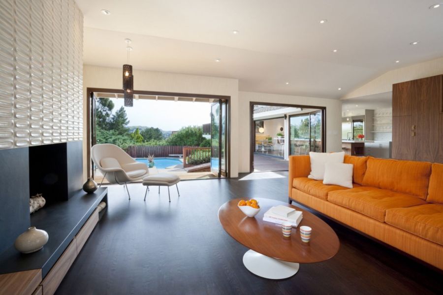 Stylish living room of Moraga Residence in California