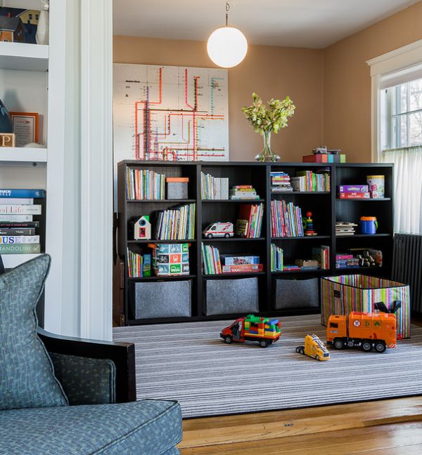 Stylish storage shelf idea for the playroom