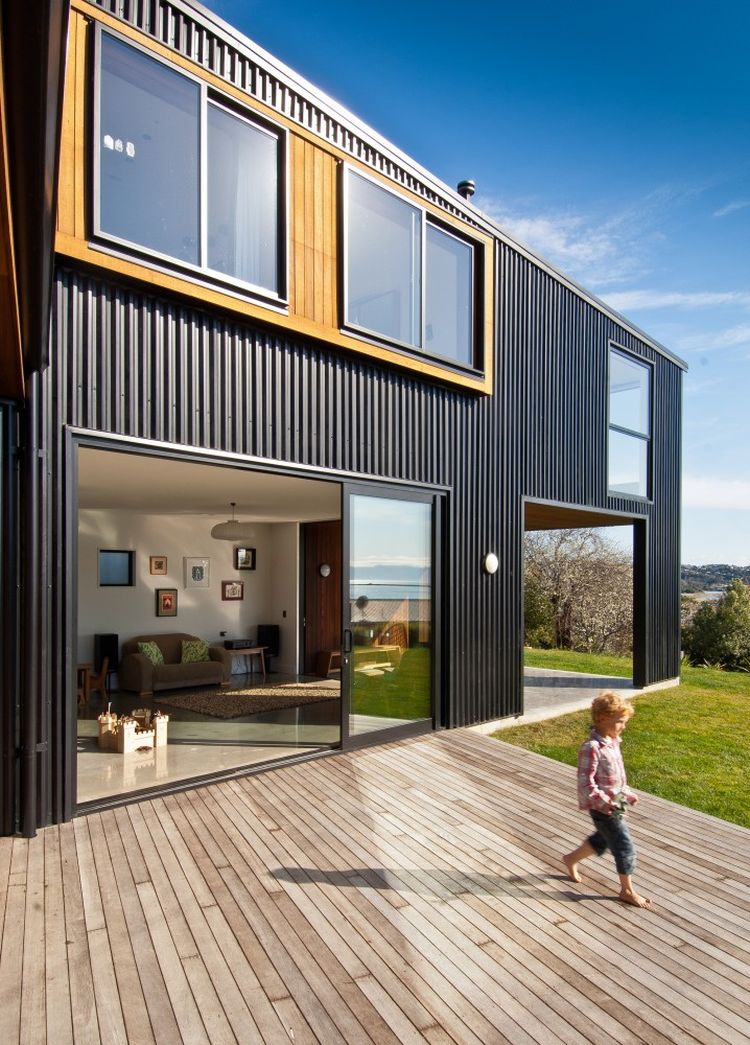 Stylish wooden deck at the New Zealand home