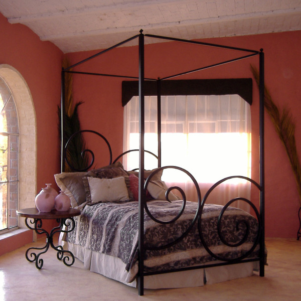 Timeless Wrought Iron Natural Black Alexander Canopy Bed