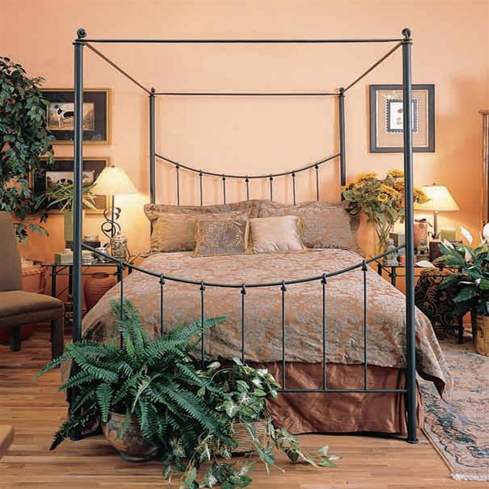 Timeless Wrought Iron Natural Black Knot Canopy Bed