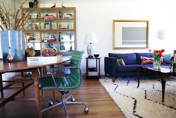 Two sitting spaces in a large living room