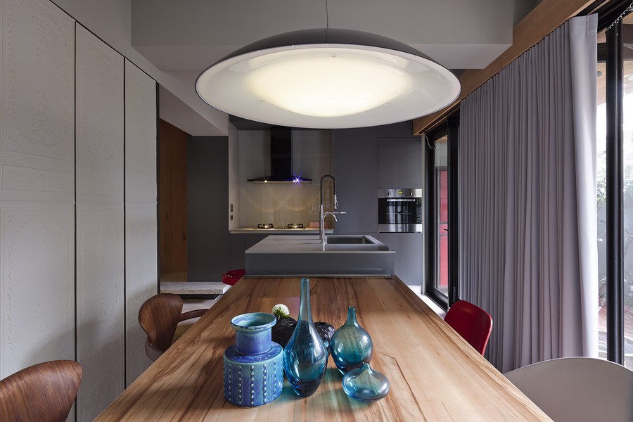 View of the kitchen inside the Taipei home