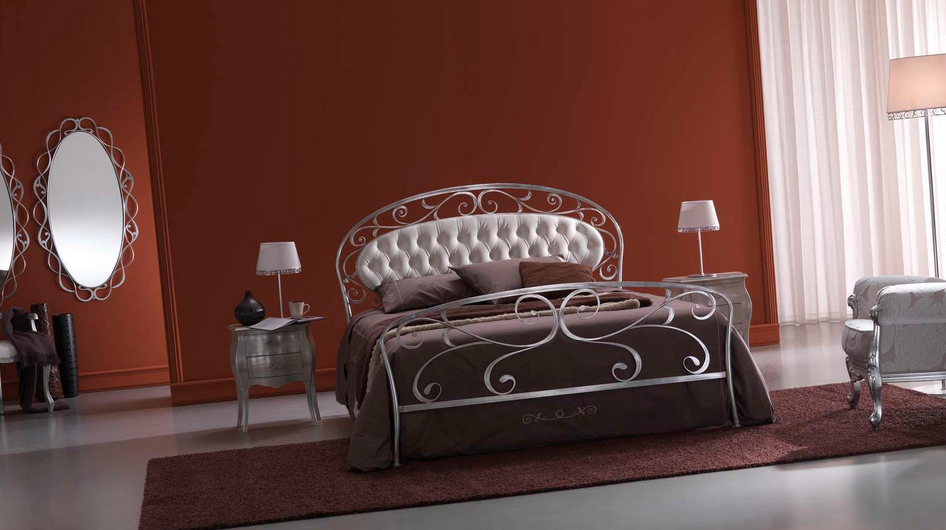 White Bontempi Acanto Wrought Iron Bed in Red and Maroon Bedroom