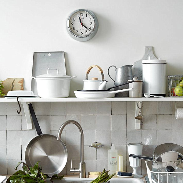 White enamel canisters and other kitchen equipment