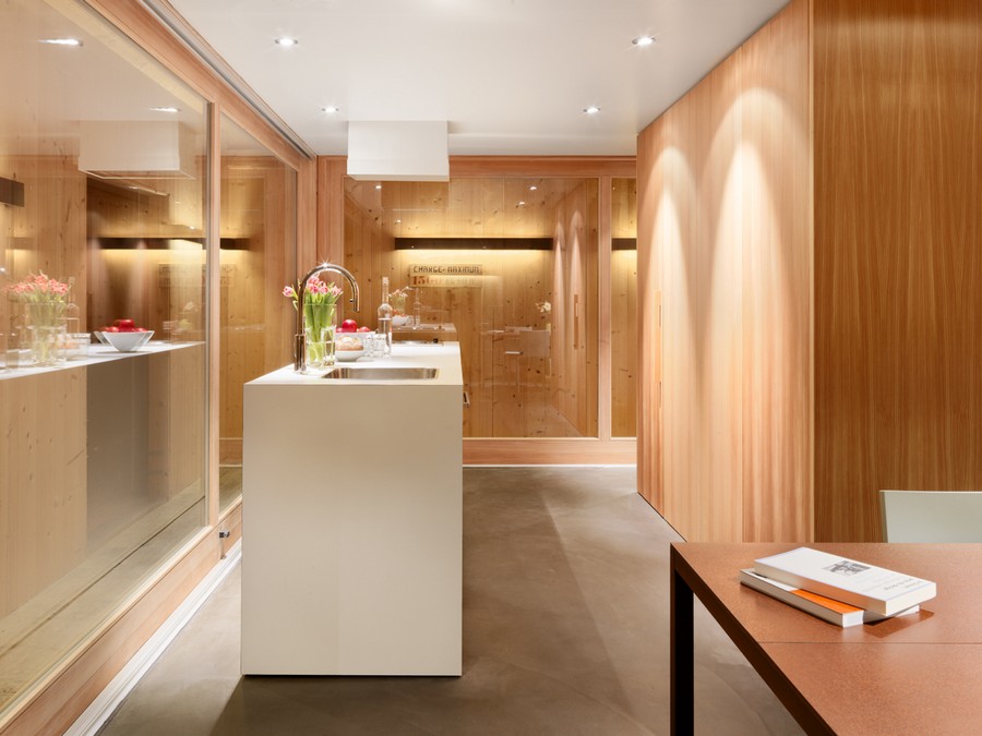 White kitchen island brings in a modern vibe