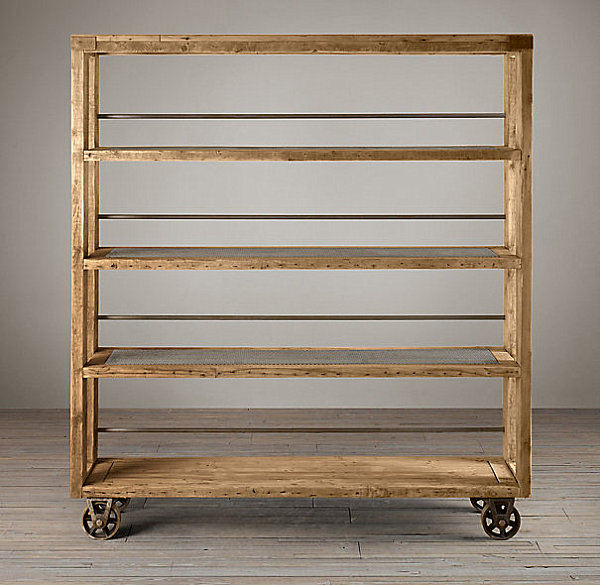 Wood and steel shelving