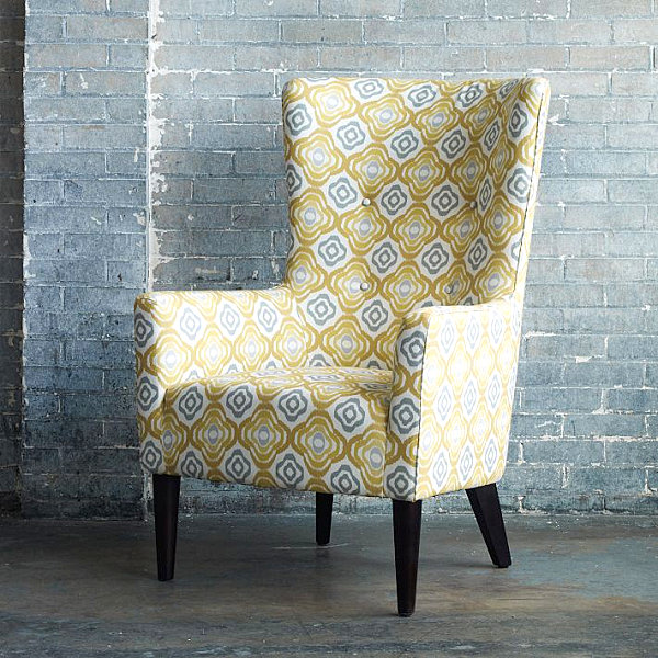 Yellow patterned armchair new arrivals