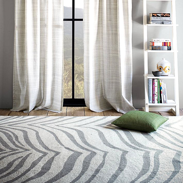 Zebra print wool rug