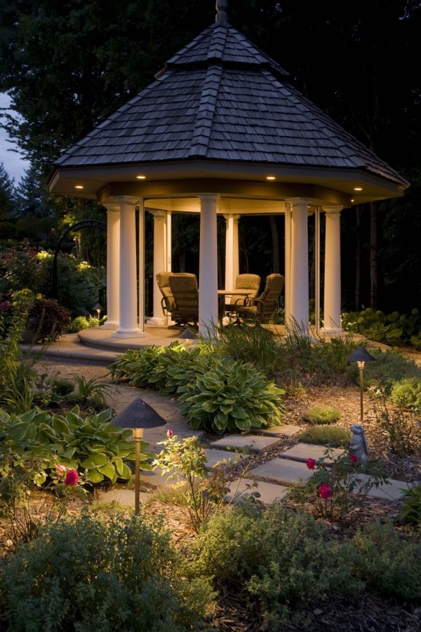 comfortable garden gazebo lighting