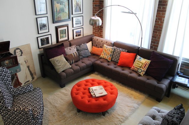 round orange ottoman