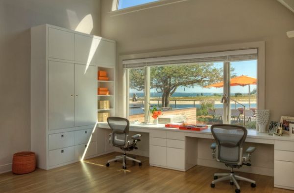 A couple of Aeron Chair and plenty of natural light brighten the home work space