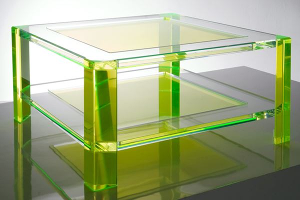 Acrylic coffee table in neon green