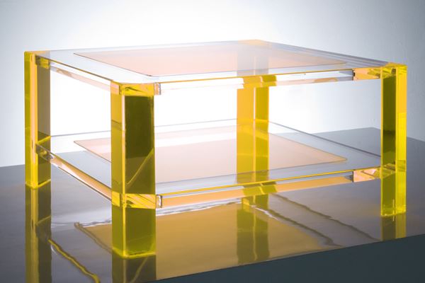 Acrylic coffee table in yellow