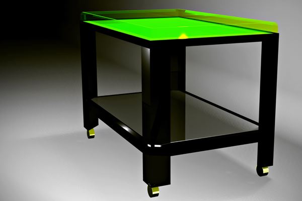 Bar cart with a neon green top