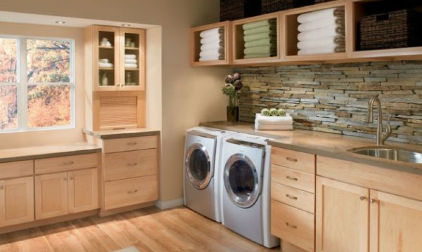 laundry room shelving in green themes