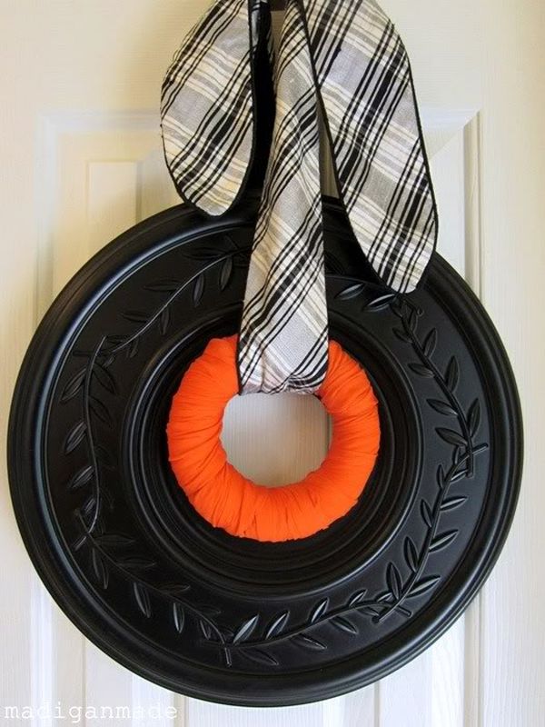 Black and orange Medallion Halloween wreath