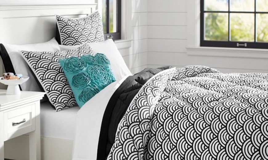 Chic Black and White Bedding for Teen Girls