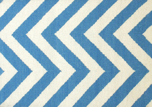 Blue and white herringbone rug