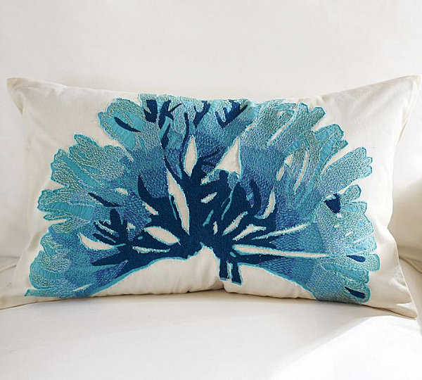 Blue coral pillow cover